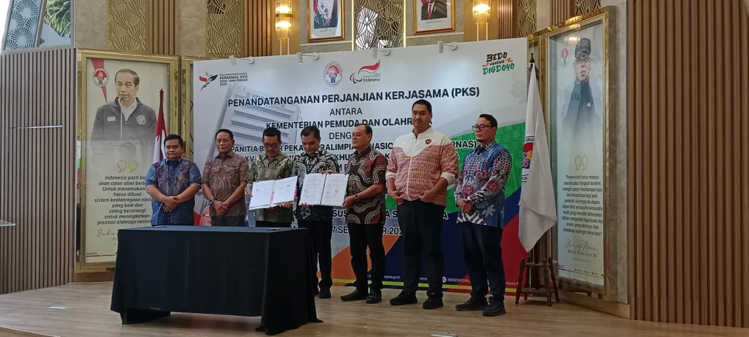 Kementerian Pemuda dan Olahraga (Kemenpora) sebagai perwakilan pemerintah menyalurkan anggaran sebesar Rp 290 miliar untuk pelaksanaan Pekan Paralimpiade Nasional (Peparnas) XVII 2024 yang dihelat di Solo, Jawa Tengah pada 6-13 Oktober 2024. (Foto: Agung / Terminalnews.co).