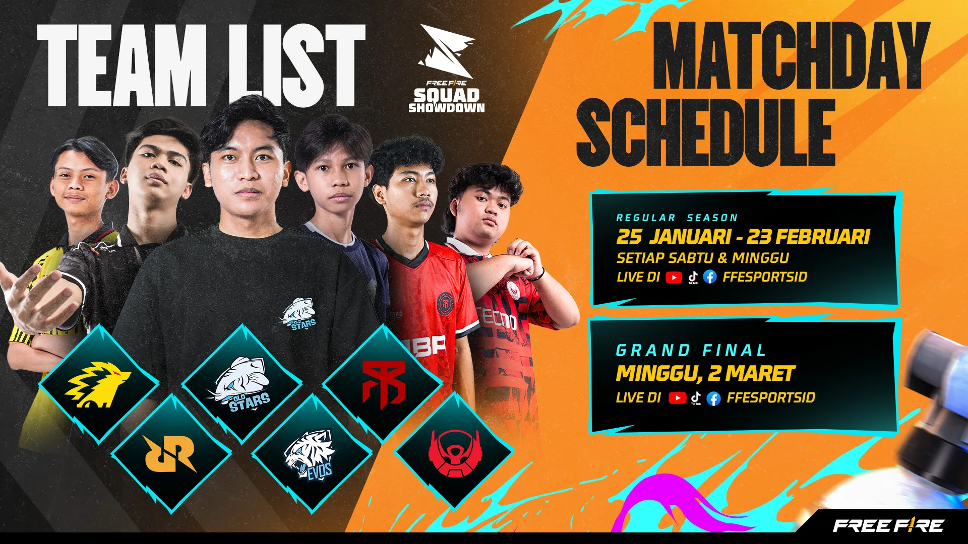 Free Fire Squad Showdown Team List 1