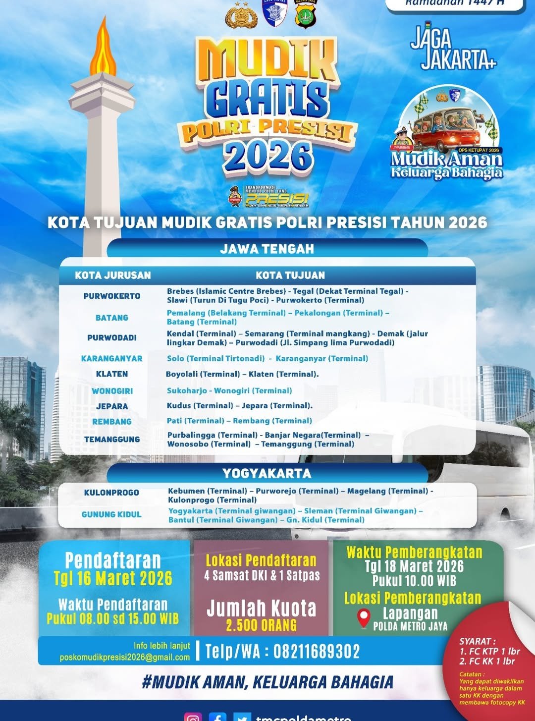 Mudik Gratis Polri Presisi 2026 Dibuka, 2.500 Pemudik Disiapkan ke Jateng dan DIY 1 IMG 20260316 WA0061