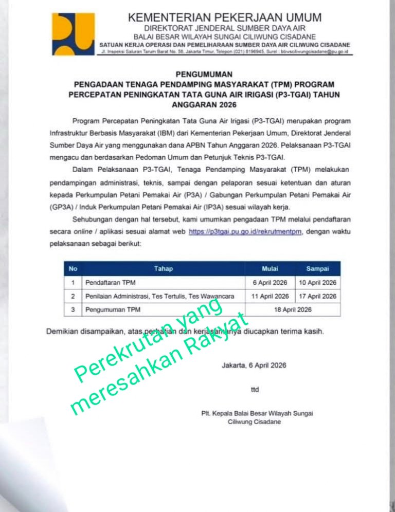 Rekrutmen TPM P3-TGAI Tuai Protes, Dinilai Hanya Formalitas Menko AHY Didesak Turun Tangan 1 IMG 20260409 WA0085