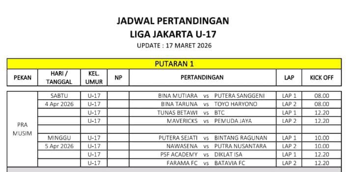 Liga Jakarta U-17: Bina Mutiara vs Satria Sanggeni Awali Laga Pramusim 2026 2 WhatsApp Image 2026 04 03 at 09.42.20 1