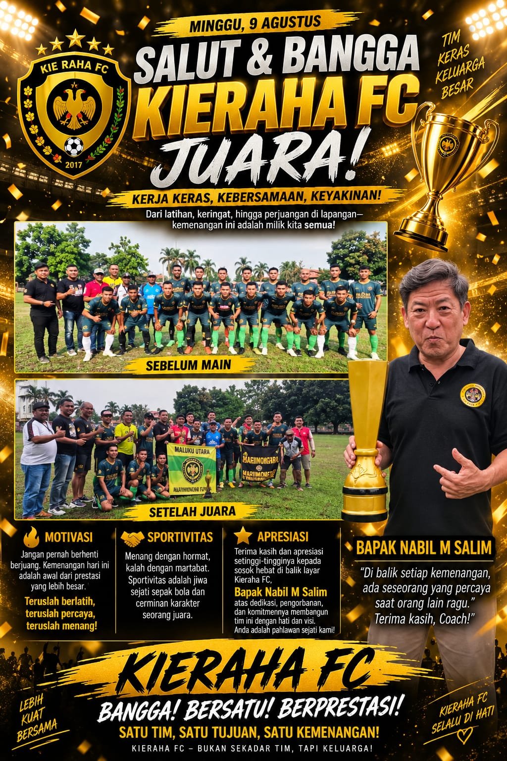 Legenda Pulang, Kie Raha FC Juara Trofeo HUT ke-80 RI di Bogor 2 6619685f 0dd2 46c6 b02f fbb63afc3103
