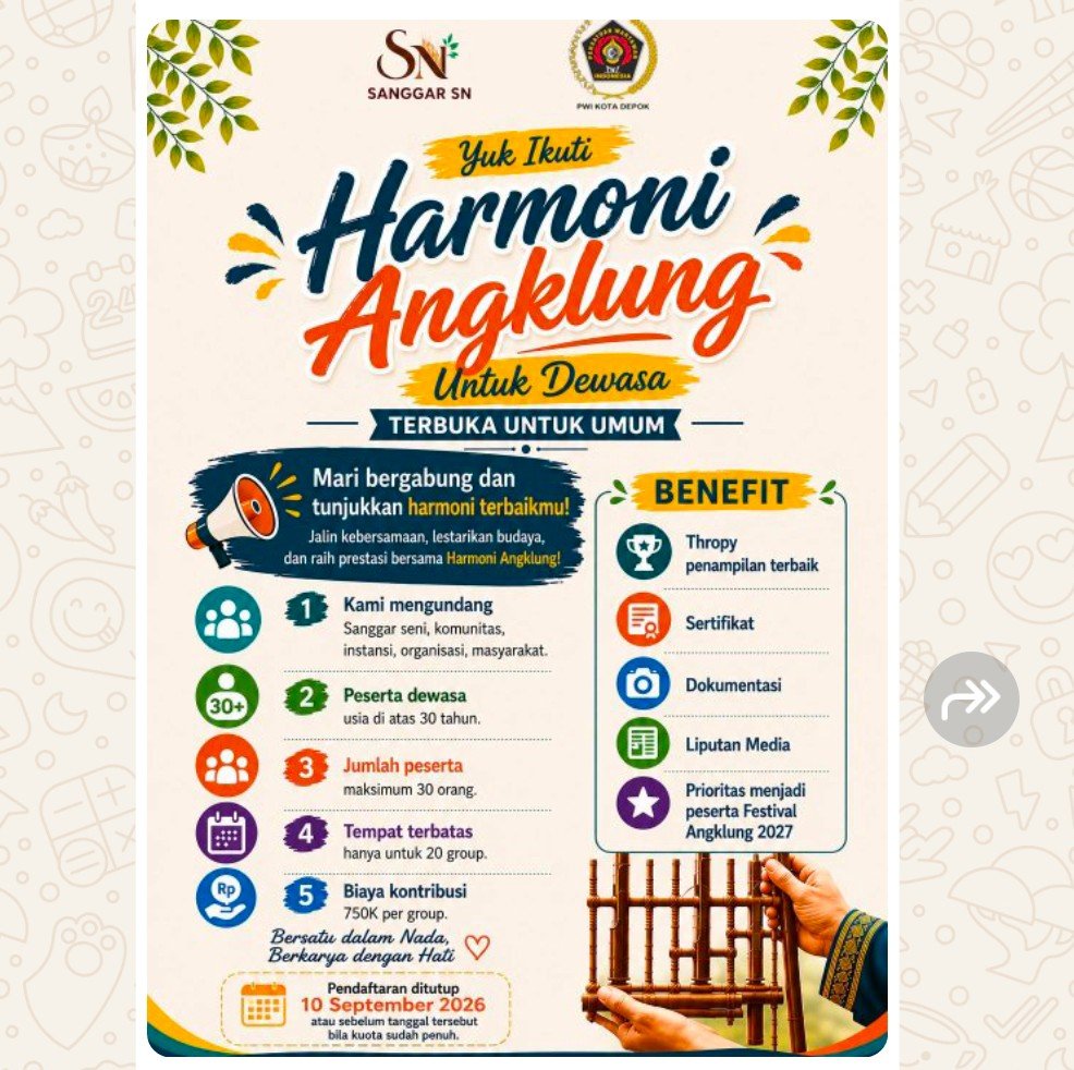 300 Pemain Bakal Ramaikan Harmoni Angklung PWI Depok 1 WhatsApp Image 2026 09 03 at 17.48.35